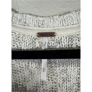 Free People Cream Grey Striped Chunky Knit Sweater Womens S Beachy Boho Summer thumbnail 11
