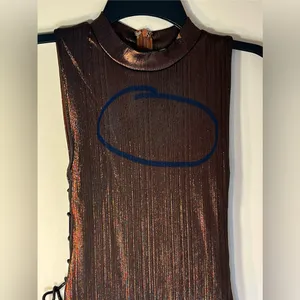 Revolve NWT Superdown Theresa Lace-Up Dress Bronze Metallic, size XS thumbnail 8