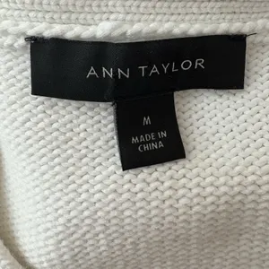 Ann Taylor Sweater Vest White Cable Knit V-Neck Pullover Layering Size Medium thumbnail 6