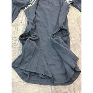 Abercrombie & Fitch Mini Dress Womens Navy Blue Embroidered Boho Gauze Large thumbnail 11