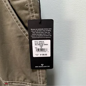 True Religion Military SN Cargo Pants Women’s size 31 X 32 Kalamata Green NWT thumbnail 4