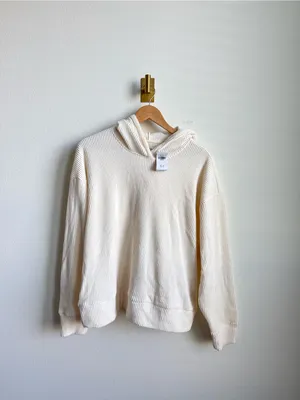 Abercrombie Velour Ribbed Lounge Hoodie Cream M NWT thumbnail 3