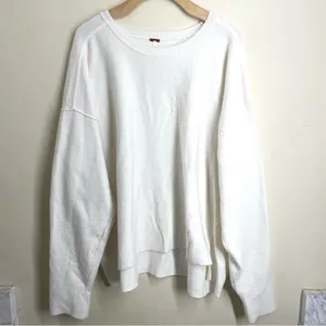 Free People Luna Pullover Oversized Sweater size L Ivory Slouchy Crewneck thumbnail 4