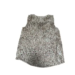 LOFT‎ Women's Medium Sleeveless Top Brown Animal Print Ruffle Blouse thumbnail 2