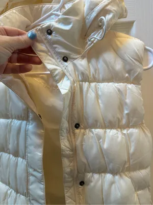 Merrell Women's Cream Quilted Hooded Puffer Vest with hood thumbnail 4
