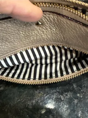 Kate Spade Beige Pebbled Leather Wristlet with Front zipper pocket. thumbnail 8
