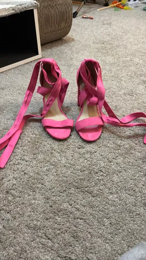 Pink Lace Up Heels Size 8 thumbnail 4