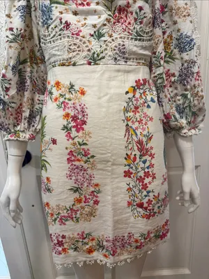 FARM Rio Delicate Forest Scarves Lace Intricate Mini Dress Viscose Blend SZ M 🌿 thumbnail 5