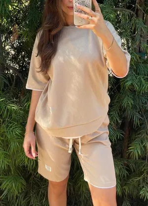 ZARA Tan and white casual loungewear set thumbnail 2