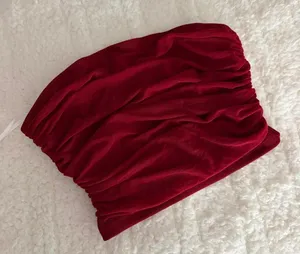 Shein Women's Red and Burgundy Crop-top thumbnail 1