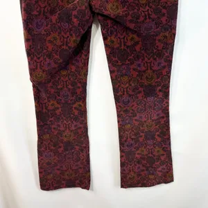 Free People Size 2 Corduroy Flare‎ Pants Burgundy Damask Floral Boho Gothic 1824 thumbnail 6