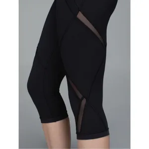Lululemon Cool To Street Crop Mesh Leggings Black Cropped Active Tights Size 8 thumbnail 4