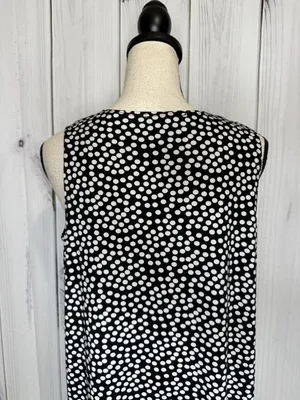 Annalee + Hope Women's Black White Sleeveless Dress Size Large Polka Dot thumbnail 8