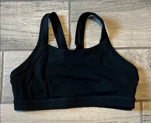 Black Racerback Sports Bra with Moisture-Wicking Fabric thumbnail 1