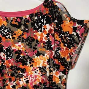 Evan-Picone Dress Size 4 Floral Taupe/Black/Pink Cold Shoulder thumbnail 4
