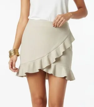 Naked Zebra Cream Suede Ruffle Mini Skirt Size Small thumbnail 1