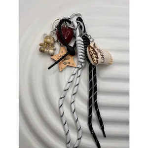 Cute Coffee Cup & Bear Keychain Set with Heart‎ Charm and Ropes – Aesthetic Bag thumbnail 3