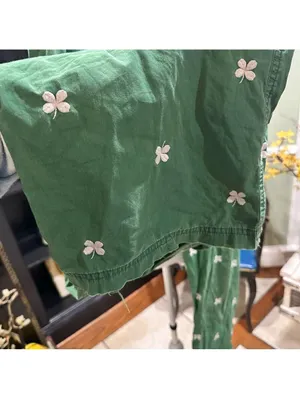 American Eagle Green Floral Embroidered Lounge Pants Size XL thumbnail 5
