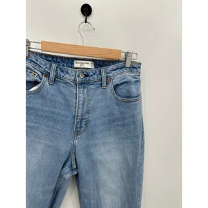 Abercrombie & Fitch The Mom High Rise Jeans Women 8R‎ Distressed Curve Love Blue thumbnail 4