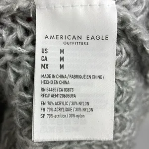 American Eagle Open knit crew neck pulloverer sweaterter gray Medium oversized thumbnail 7