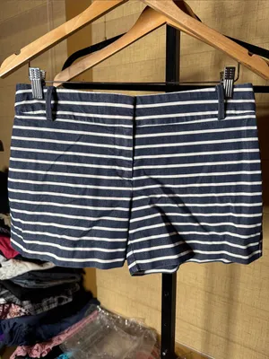 LOFT Riviera Shorts Navy White Stripe Tailored Stretch Shorts Size 2 Coastal thumbnail 3