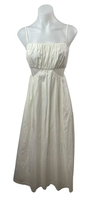 NEW Abercrombie & Fitch Smocked Cutout Sleeveless Midi Maxi Flare A-Line Dress S thumbnail 1