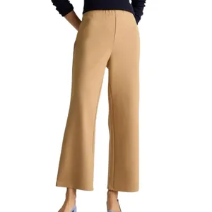 Quince Organic Cotton Double Knit Wide Leg Pants Soft Camel Work Casual Size XS thumbnail 2