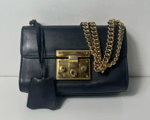 Gucci GG Black Leather Small Padlock Shoulder Bag Purse thumbnail 4