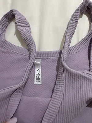NIKIBIKI Women's Chevron Ribbed Crop Tank Top Purple thumbnail 3