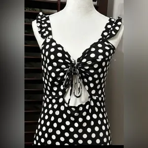 NWOT VERO MODA Polka Dot Tie Dress, Large thumbnail 3