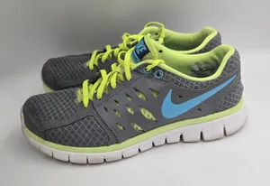 Nike Flex 2013 Run Women’s 9 Gray Volt Blue Breathable Running Athletic Shoes thumbnail 1
