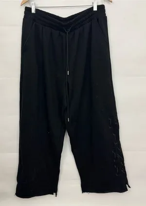 Victoria’s Secret PINK boyfriend oversized black embroidered sweatpants large thumbnail 1