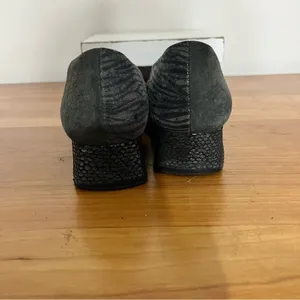 Proxy‎ Suede Leather Heels Women 8 Square Toe Patchwork Zebra Snake Black thumbnail 5