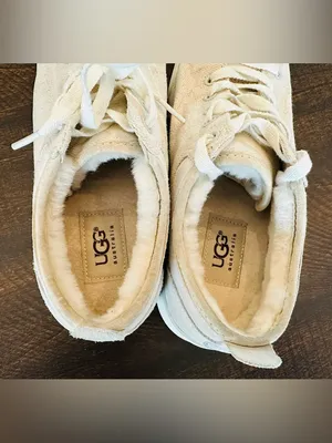 UGG Evera Cream Color Canvas Sheepskin Lined Sneakers Womens Size 6.5 Shoes thumbnail 5