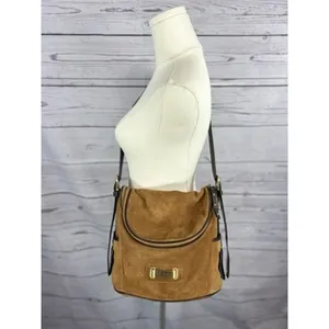 MAXX New York Signature Brown Suede Shoulder Bag Medium Large thumbnail 2