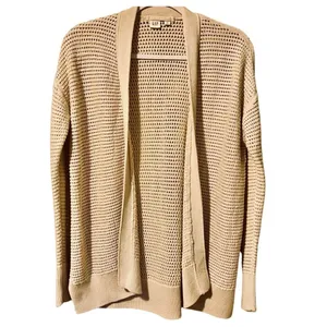 Gap Tan/Beige Oversized Long Sleeve Crochet Open Front Cardigan Sweater thumbnail 2
