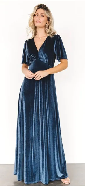 Baltic Born Vivian Velvet Maxi Dress in Blue Size S NWOT thumbnail 1