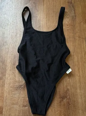 NEW Aerie One Piece Cheekiest Black Ribbed Swimsuit Women’s XS thumbnail 1