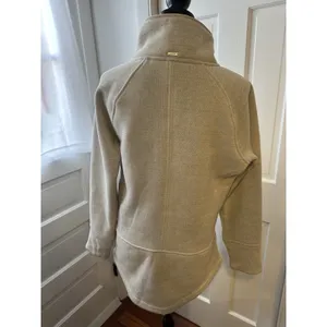 Prana Funnel Neck Pullover Sweater Beige Heather Women’s Large Snap Collar Cozy thumbnail 2