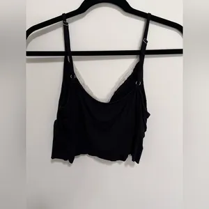 Black & White Lace Trim Y2K Crop Tank Top Cami Women’s Sz S GUC thumbnail 3