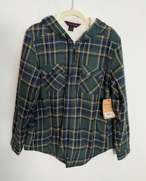 Tough Duck Women's Plush Pile-Lined Flannel Work Hoodie NWT size large thumbnail 1