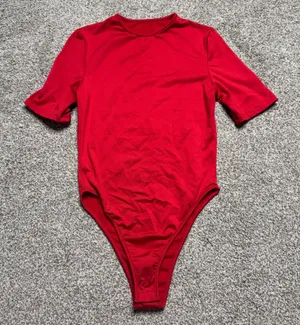 Women's Red Short Sleeve Bodysuit thumbnail 1
