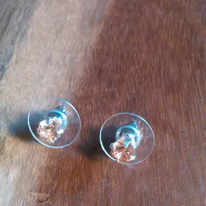 Champagne Color Simulated Diamond Sterling Silver Stud Earrings thumbnail 3