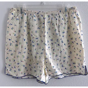 Ditzy Floral Shorts Womens Large‎ Cream Cotton Cottagecore Prairie Lounge thumbnail 1