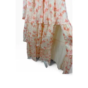 NWT Beivy Orange Floral Off-The-Shoulder Tiered Maxi Dress Size M Boho thumbnail 8