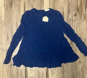 NWT Altard State Babydoll Peplum Top Sz XS Ensign Blue Crinkle Tiered Boho thumbnail 1