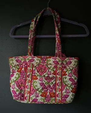 Vera Bradley Quilted Pink and Green Floral Tote Bag thumbnail 1