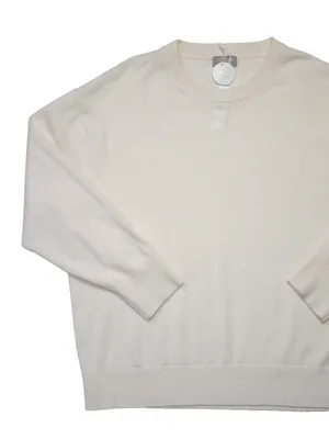 NWT J.Crew Cashmere Relaxed Crewneck Sweater in Snow Ivory Knit Pullover L thumbnail 7