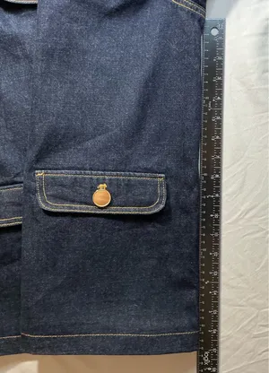 Maeve Anthropologie Dark Denim Gold Button Leopard Print Lined Jacket Size L thumbnail 5