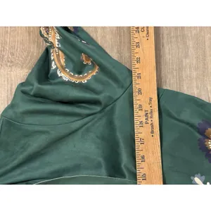 SOFT SURROUNDINGS Chouteau‎ Jacket - Green Faux Suede, Open, Artsy Design, L thumbnail 8